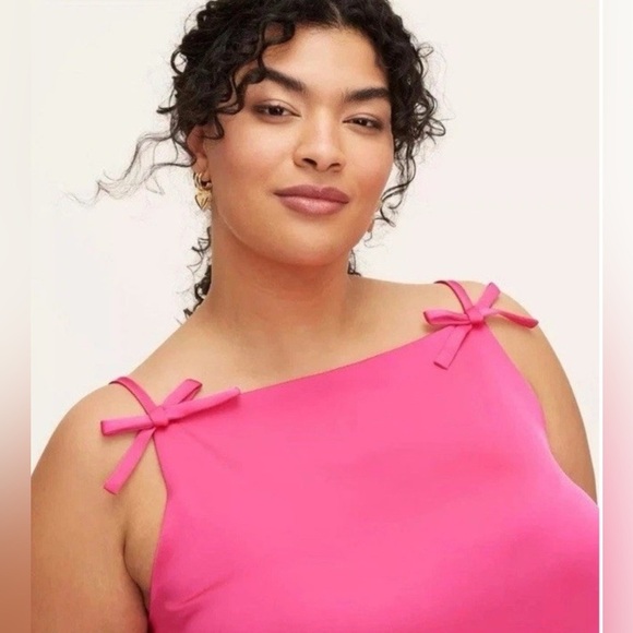 Kate Spade 90s Vibrant Pink Mini Tank Shift Dress with Bows Silky Womens Size 1X - Picture 4 of 13